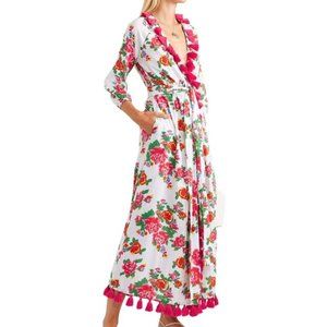RHODE | Lena Tassel-Trimmed Floral-Print Cotton-Voile Maxi Wrap Dress